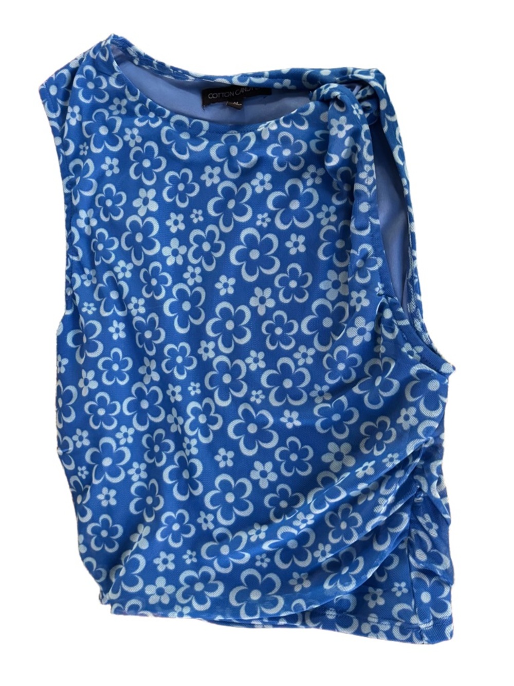 Cotton Candy Blue Floral Sleeveless Top